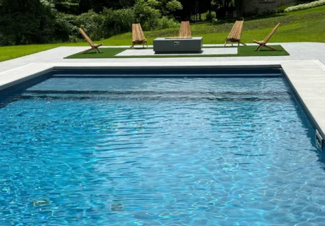 Inground swimming pool and gas fireplace - Dig2Swim